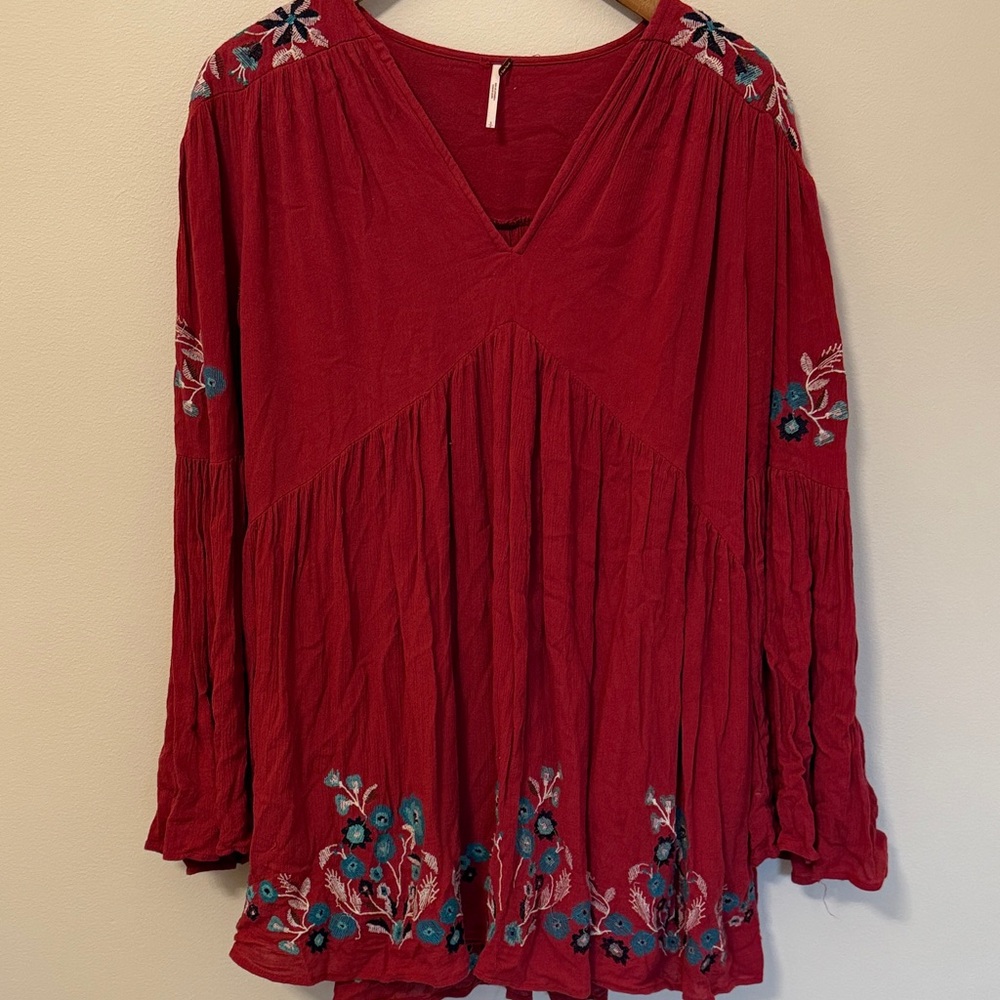 Free People Te Amo Embroidered Top